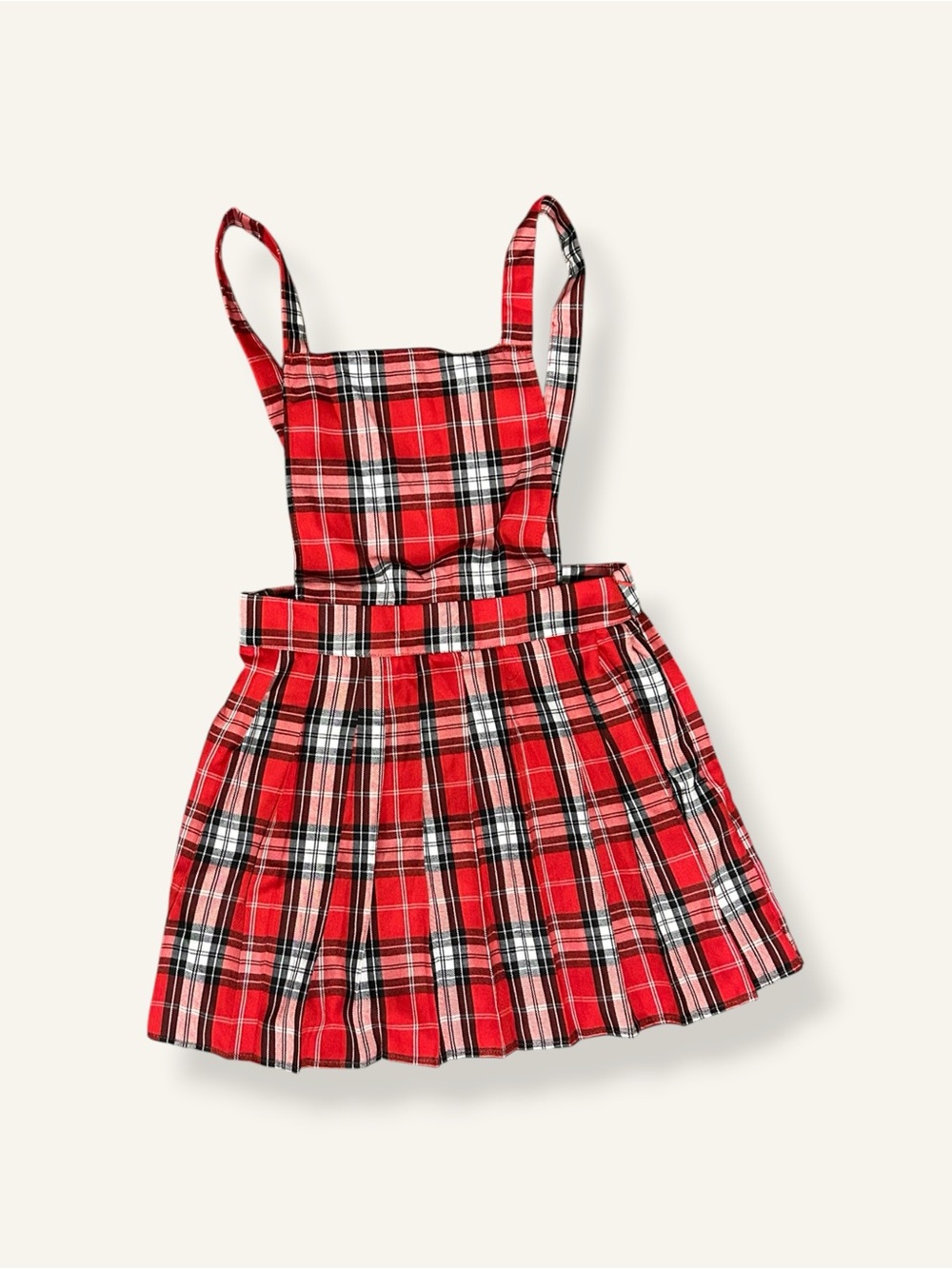 Miss Selfie Red Plaid Pinafore Jumper Dress